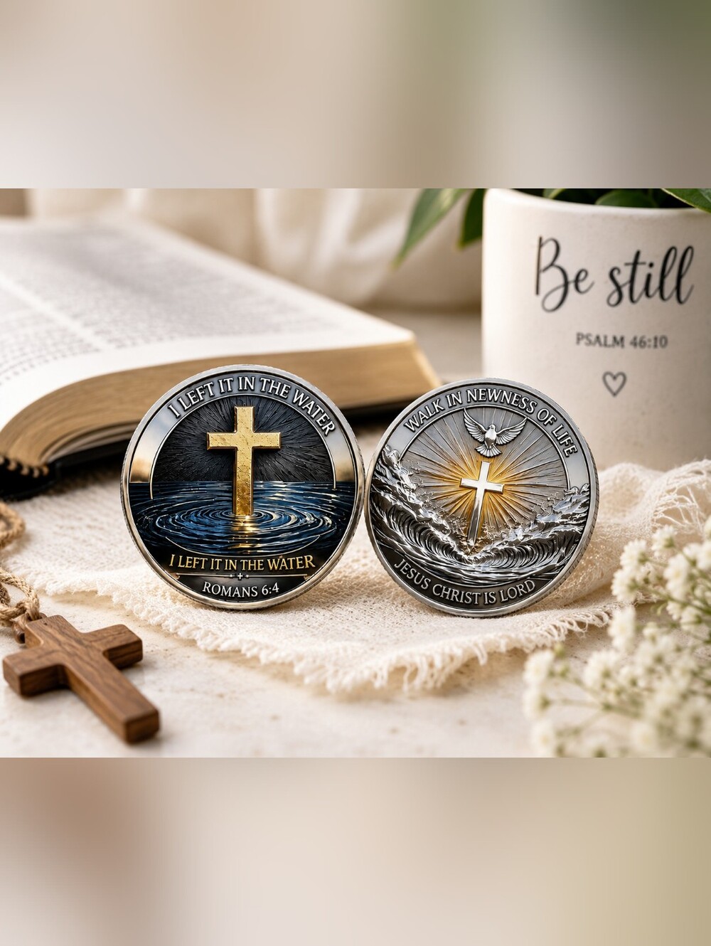 I Left It In The Water Baptism Coin • Romans 6:4